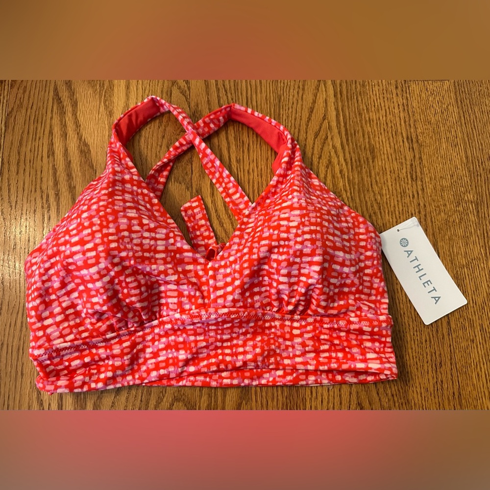 Athleta Pink and Orange Bikini Top with Criss-Cross Straps